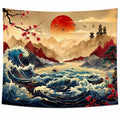 Tenture Murale Paysage Japonais Vagues et Soleil