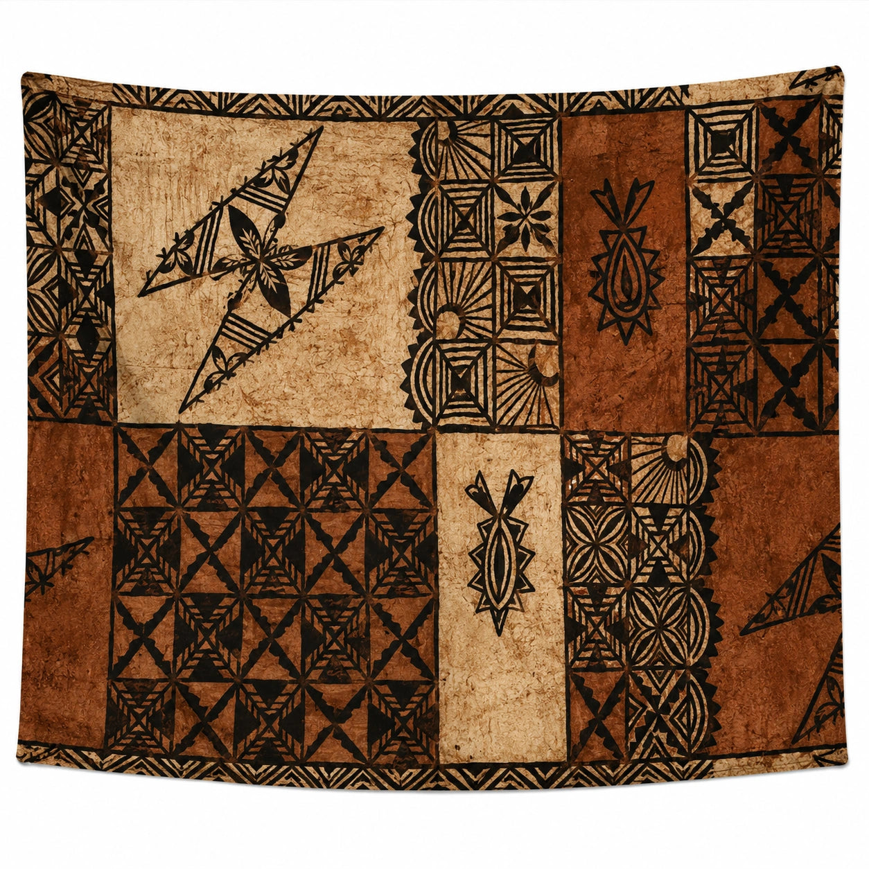 Tapisserie Murale Africaine Traditionnelle Beige et Marron 150x130cm