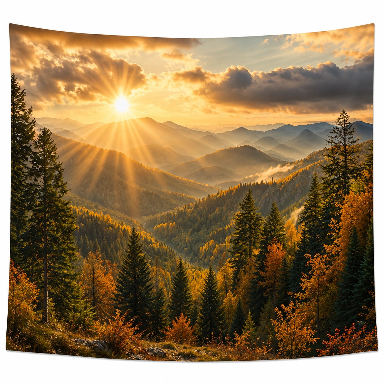 Tenture Murale Paysage Montagne Coucher de Soleil