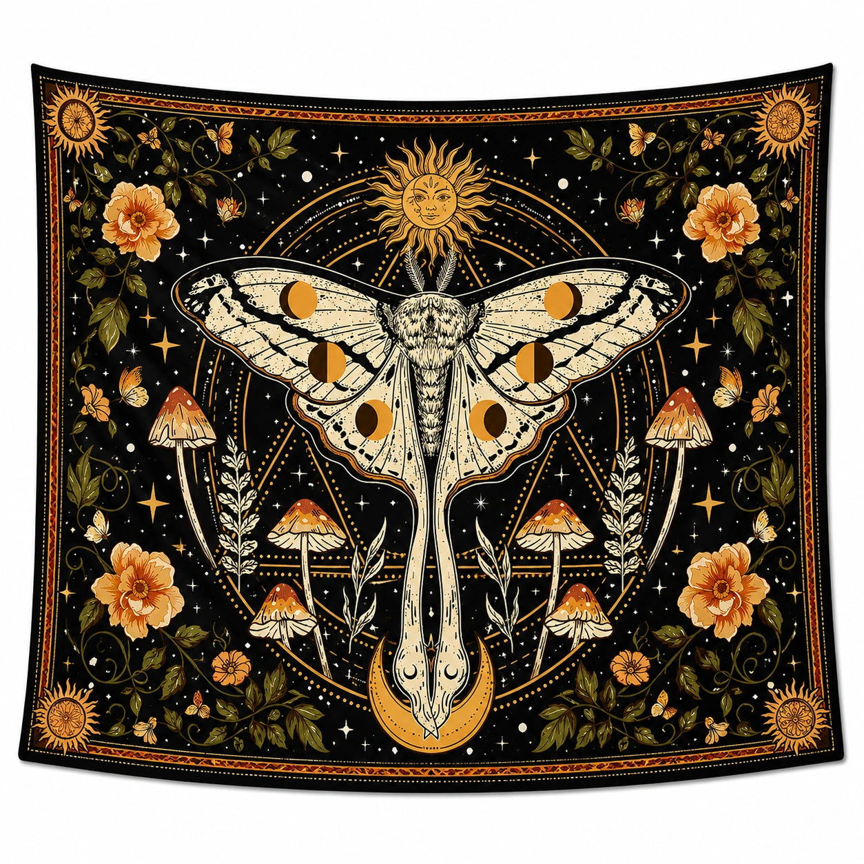 Tenture Murale Bohème avec Motif Papillon et Floral