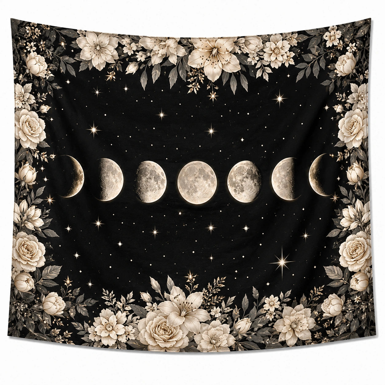 Tenture Murale Phases de Lune Noir et Beige