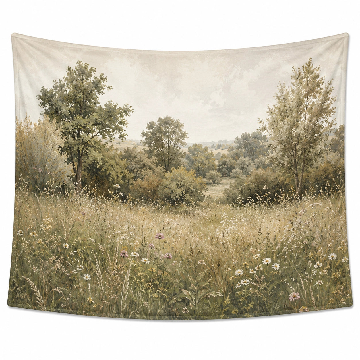 Tenture Murale Paysage Champêtre 150x130 cm Beige