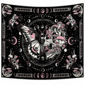 Tenture Murale Papillon Crâne Champignons Noir et Rose 150x130cm