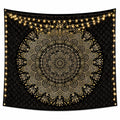Tenture Murale Mandala Bohème Noir et Doré