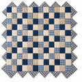 Couvre-Lit Patchwork à Carreaux Bleu et Beige