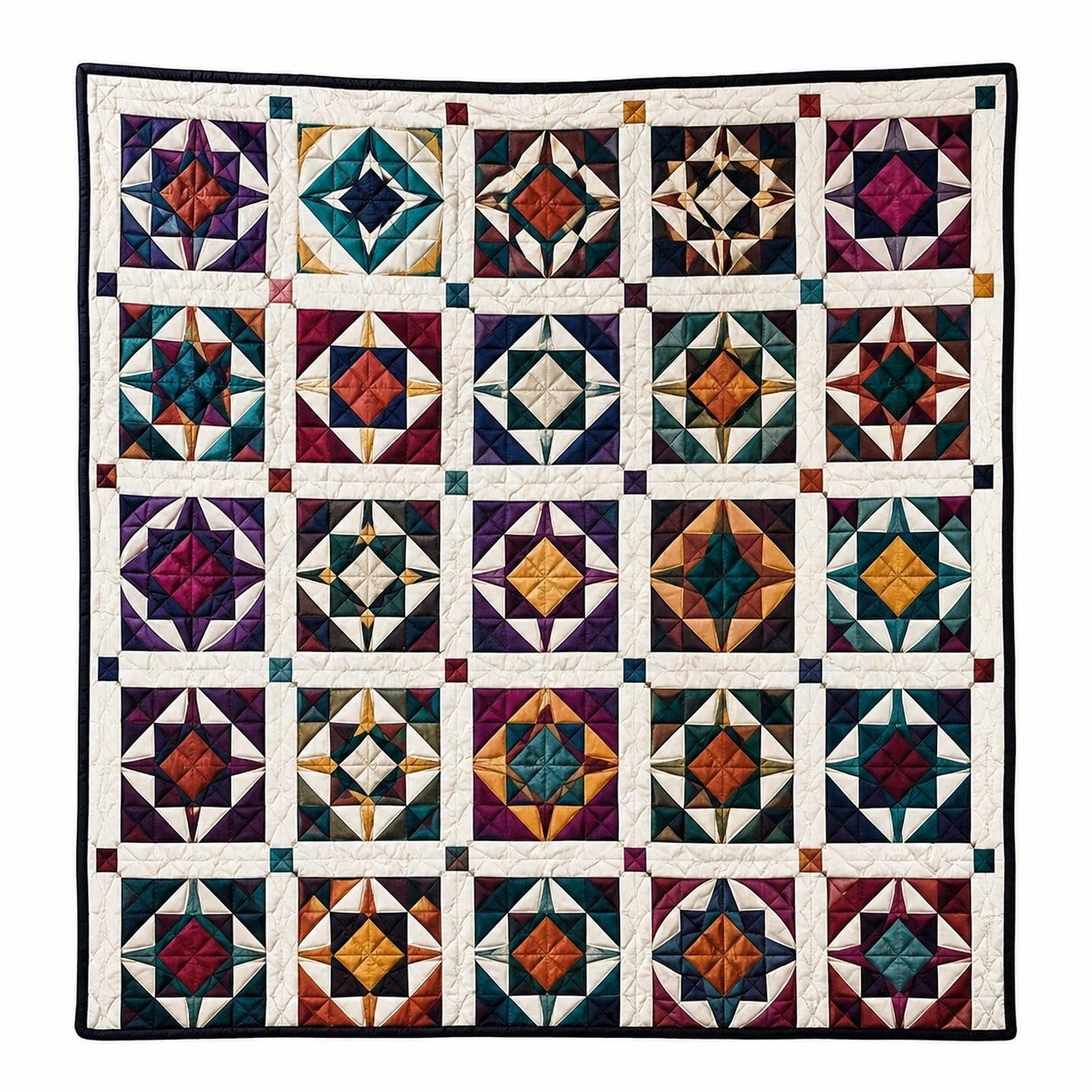 Couverture Patchwork Géométrique Multicolore 150x150 cm