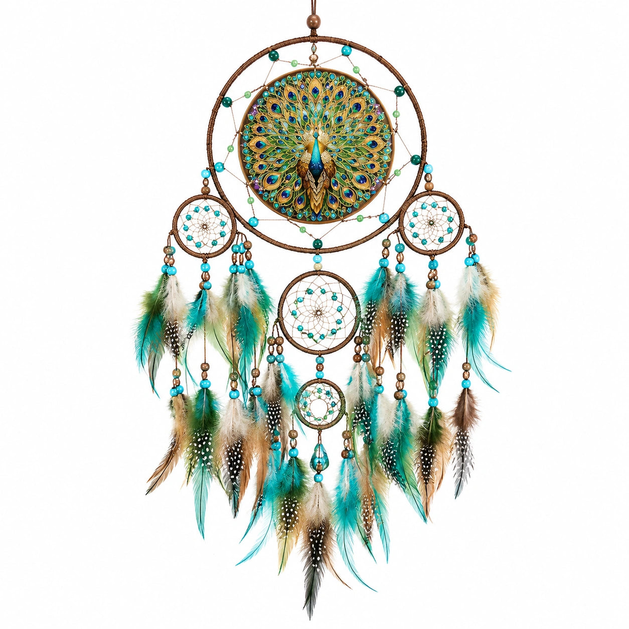 Attrape-rêves Paon Plumes Multicolores