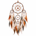 Attrape-rêves avec plumes naturelles marron et beige