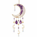 Suspension Murale Lune Croissante en Cristaux Violet et Blanc
