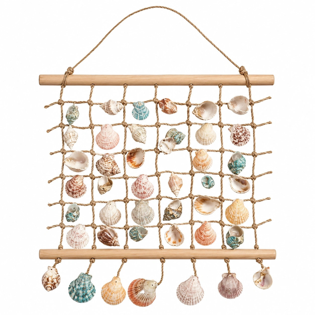 Décoration murale en coquillages suspendue multicolore