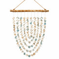 Suspension Murale en Coquillages avec Base en Bois 90x60 cm Blanc/Bleu/Beige