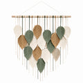 Décoration murale macramé feuilles bohème vert/beige/marron 45x70 cm