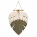 Décoration Murale Feuille Macramé Beige Vert