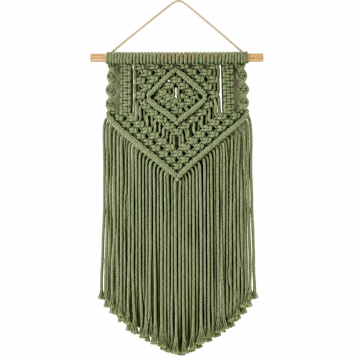 Suspension Murale Macramé Vert Bohème 45x70cm