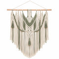 Décoration Murale en Macramé Bohème Vert Sauge et Beige