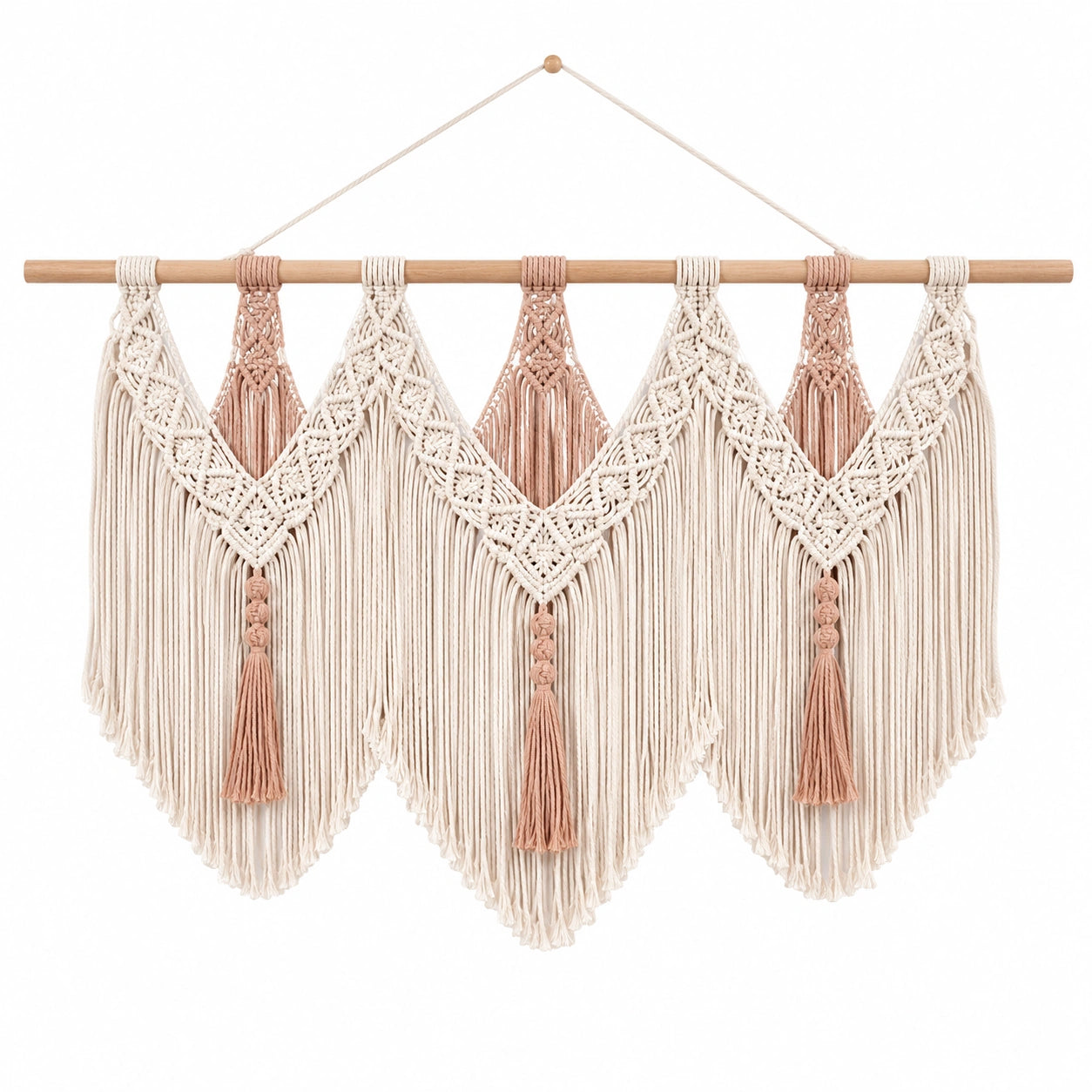 Tenture Murale en Macramé Beige et Marron