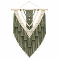 Tenture Murale en Macramé Bohème Vert et Beige