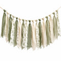 Guirlande en Tissu Style Champêtre Vert et Beige