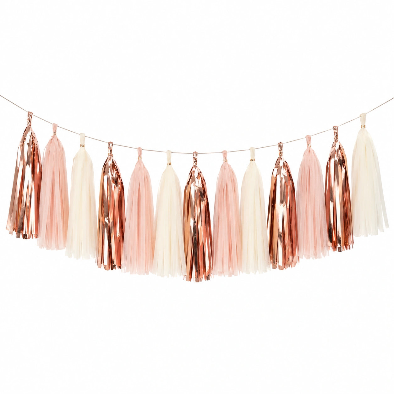Guirlande à Pompons Rose Doré et Crème