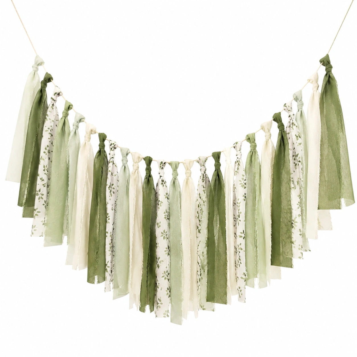 Guirlande Décorative Tissu Vert et Blanc