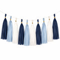 Guirlande à Pompons en Papier Bleu et Blanc pour Décoration de Fête