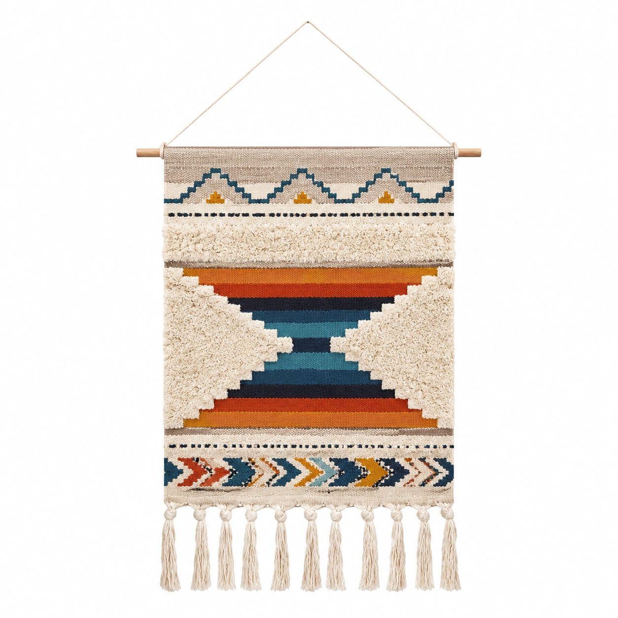 Tenture Murale Bohème Motifs Géométriques Multicolores 50x70cm