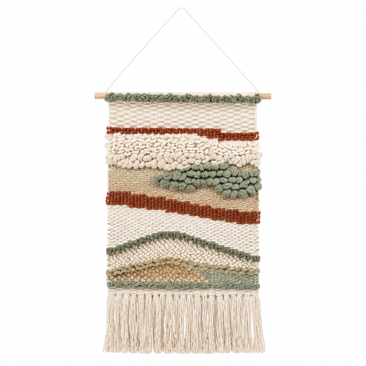 Tapisserie Murale Bohème Beige, Vert et Roux 40x60 cm