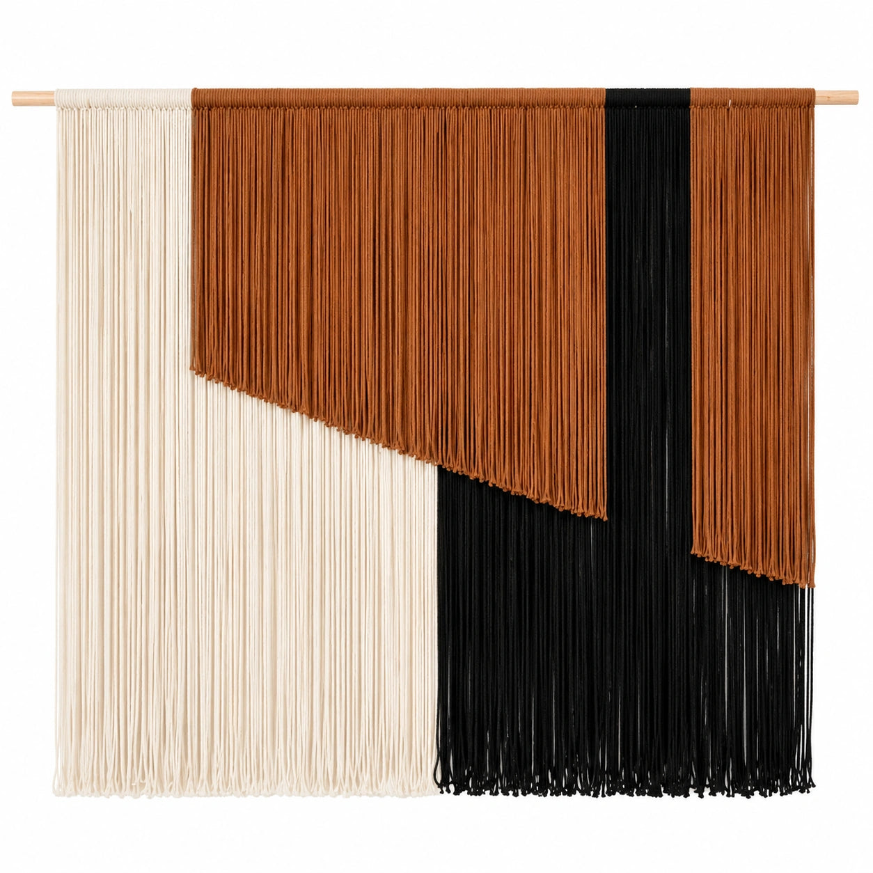 Tenture murale en macramé beige, marron et noir 150x120 cm